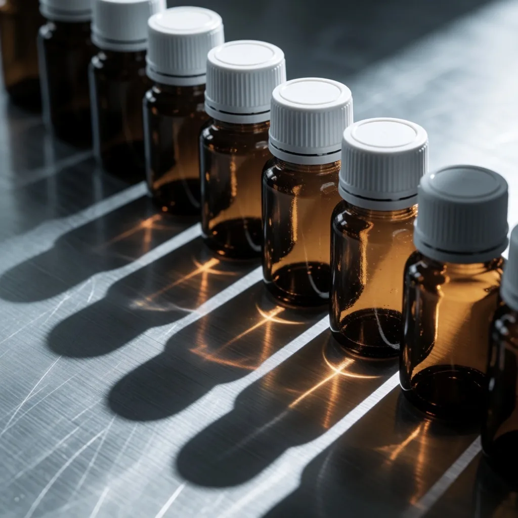 VitaBritain supplement bottles in a sterile laboratory setting